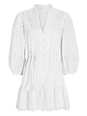 Intermix Leah White Eyelet Button-Down Mini Dress